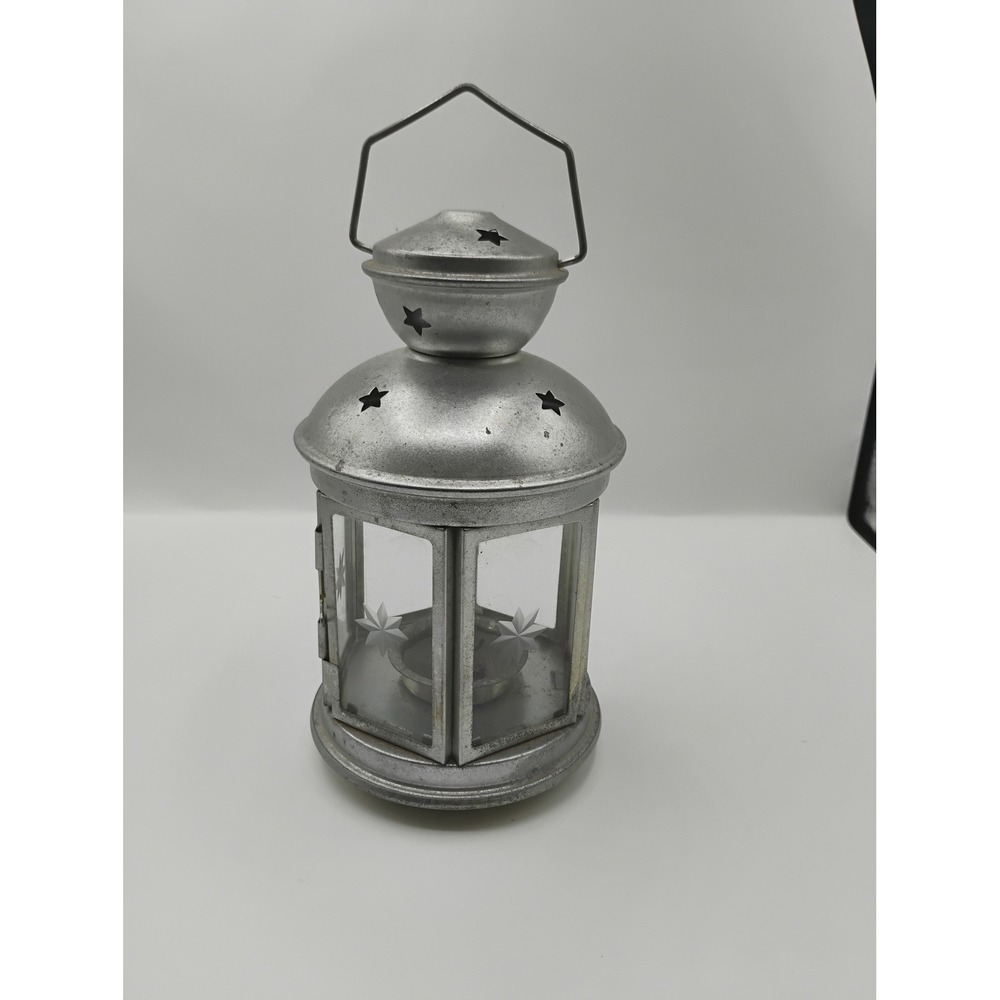 IKEA Rotera Candle Lantern Unisex Small Silver Good Star Cutout Galvanized Steel